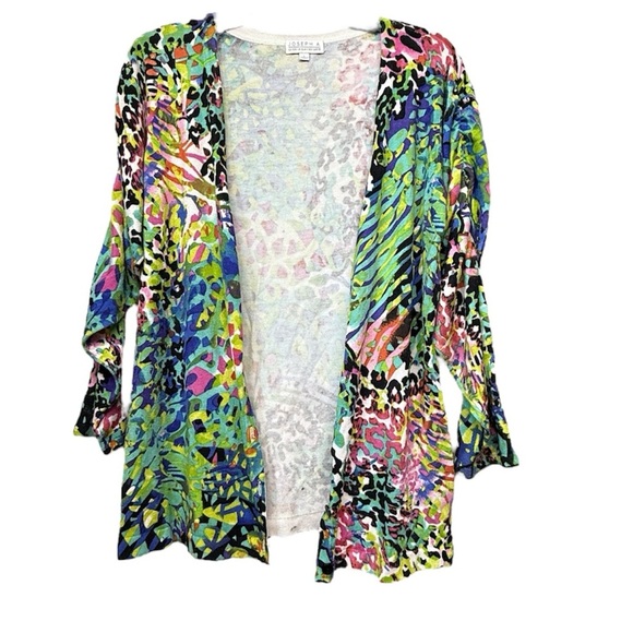 Joseph Green and Blue Cardigan V-Neck Lightweight Knit - Picture 2 of 4